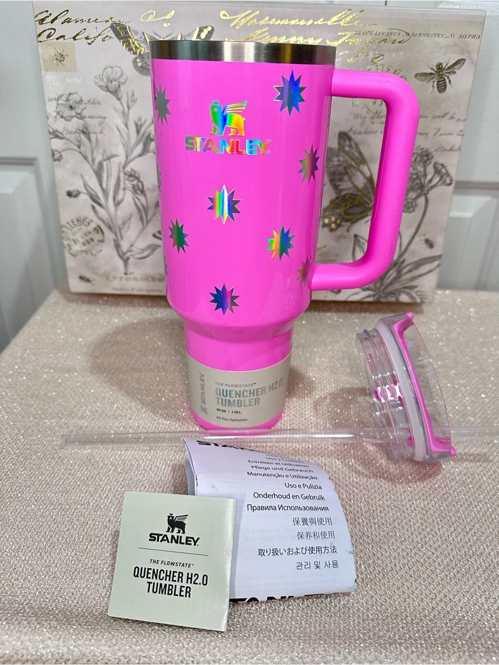 Stanley x Target Popsicle Pink Starburst Holographic Quencher 40 oz Tumbler - Picture 6 of 15
